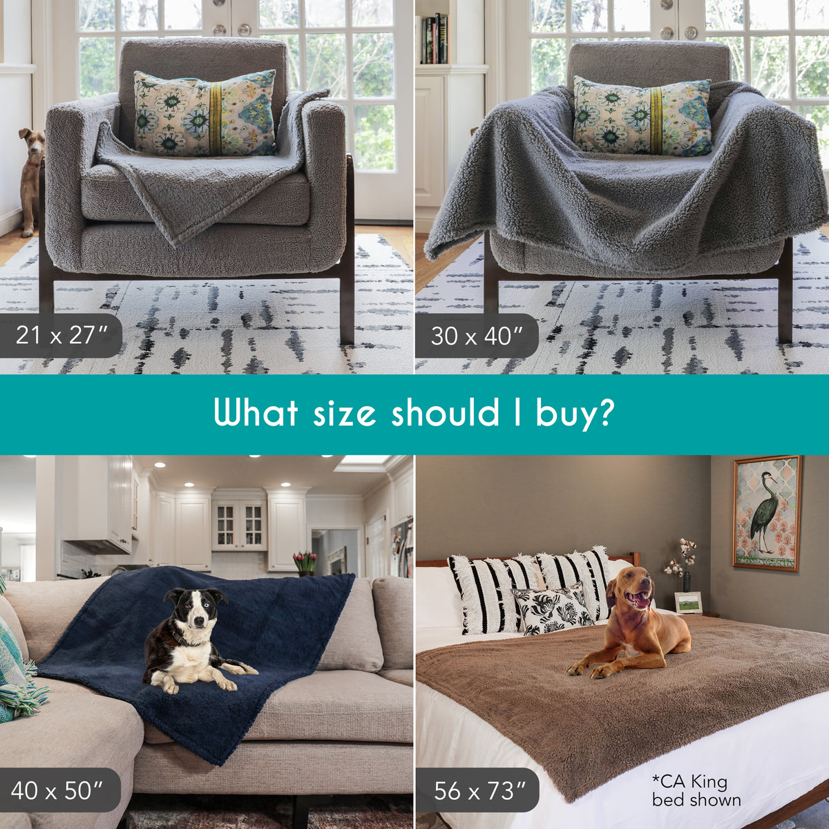 Large Waterproof Pet Blanket, Grey, 40 x 50